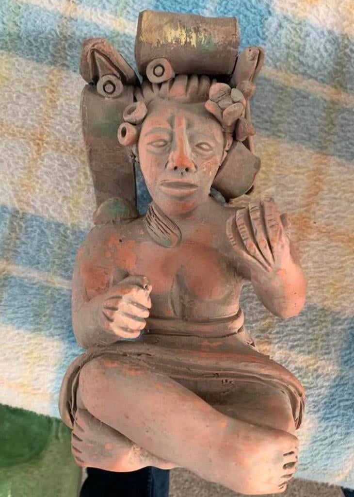 Beeld oud Mexico Maya stijl Pre-Columbian terracotta beeld., Antiek en Kunst, Ophalen of Verzenden