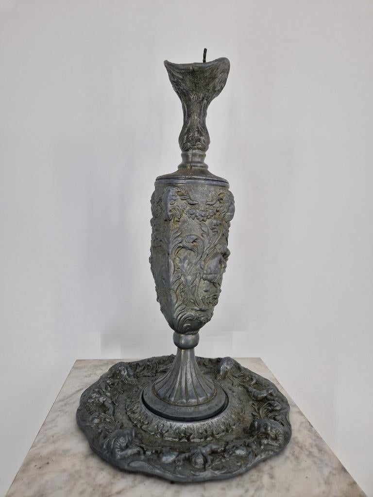 Barok Wijnkan & Bord | Italiaans Peltro 90% | 41 cm, Antiek en Kunst, Ophalen of Verzenden