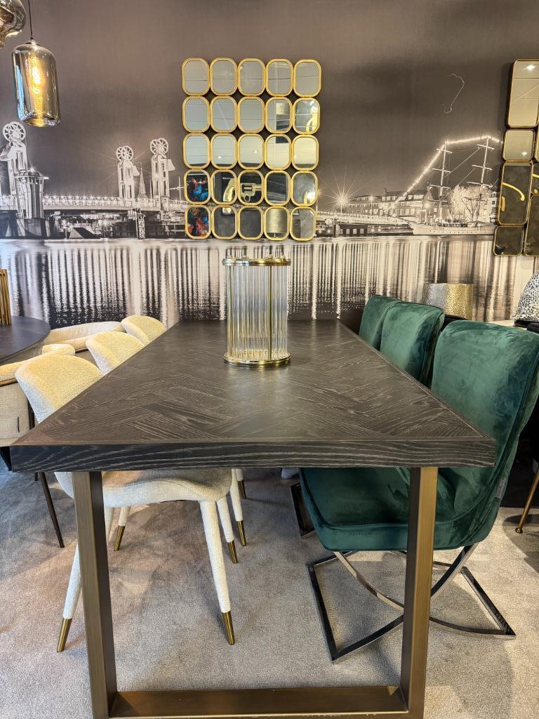 Blackbone Brass eettafel richmond interiors, Vijf personen of meer, Metaal, Rechthoekig, Richmond interiors