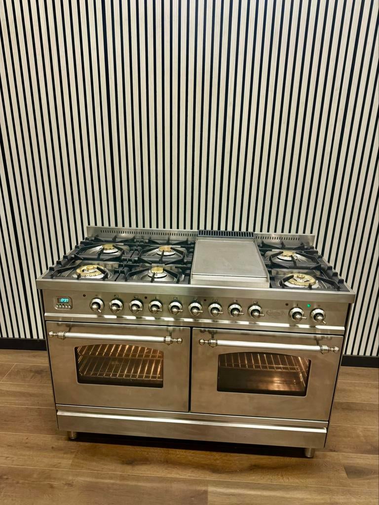 Luxe Boretti Fornuis met Gasoven & Multi oven 7 pits 120 cm, 60 cm of meer, Ophalen of Verzenden, Zo goed als nieuw, Energieklasse A of zuiniger