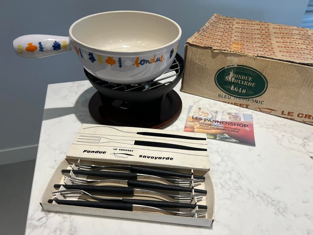 Fondueset Le Creuset in heel goede staat, Witgoed en Apparatuur, Fonduesets, Brander, Fondueset, Ophalen of Verzenden, Zo goed als nieuw