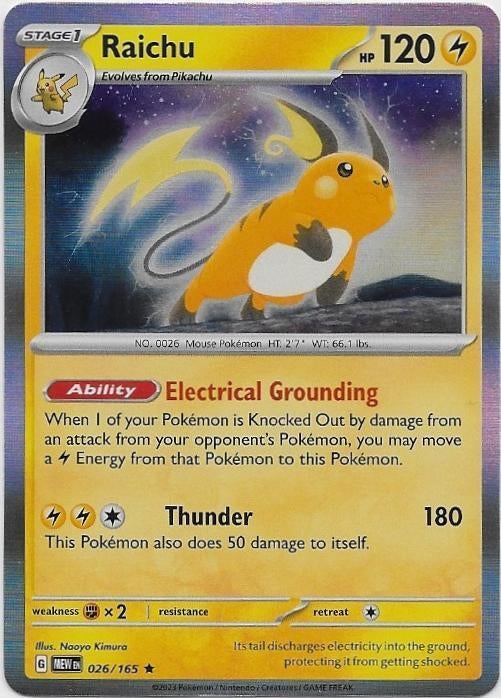 Pokemon 151,  Raichu [holo] 26/165, Ophalen of Verzenden, Nieuw, Losse kaart