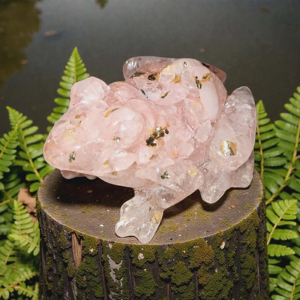 Rozenkwarts orgonite kikker, Ophalen of Verzenden, Mineraal