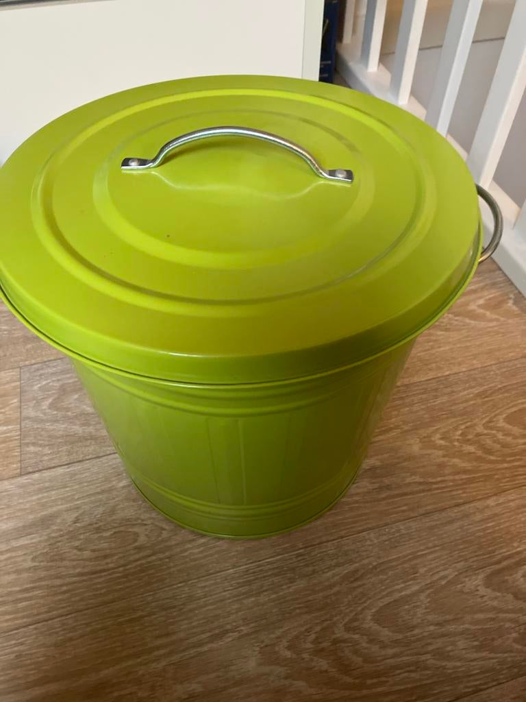 Appelgroene blikken voorraadton - nette staat, Ophalen, Zo goed als nieuw, Metaal, Minder dan 50 cm