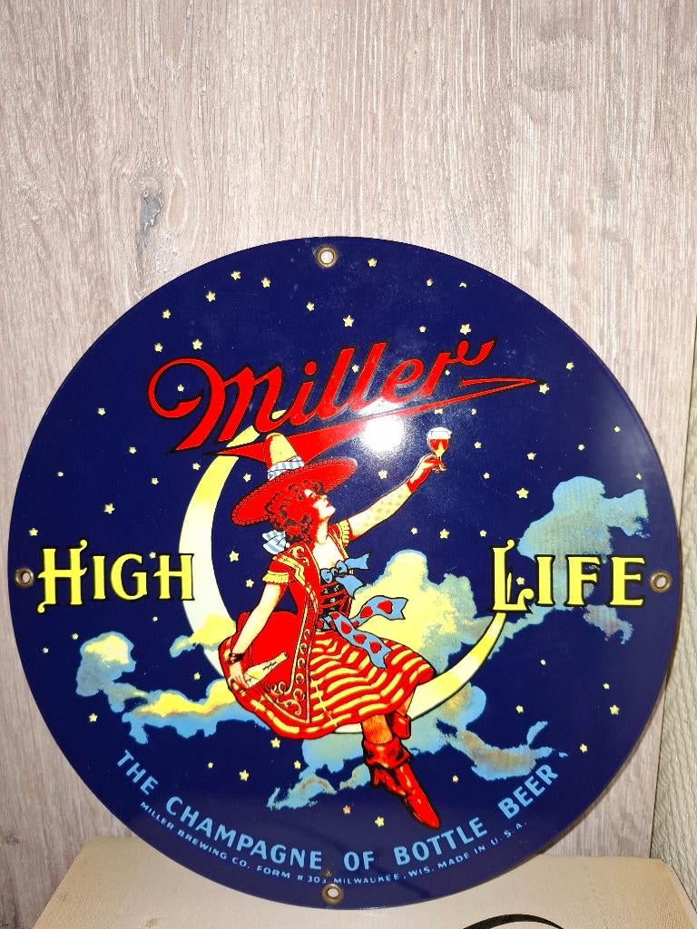 Emaillebord Miller (Amerikaans bier), Ophalen of Verzenden, Nieuw, Reclamebord, Plaat of Schild, Overige merken