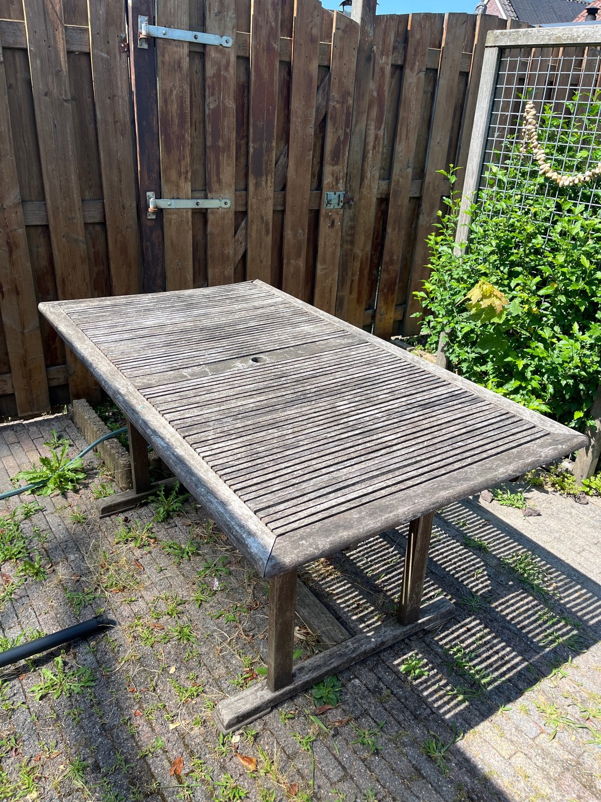 Oude teakhouten tuintafel, Ophalen, Gebruikt, Rechthoekig, Teakhout