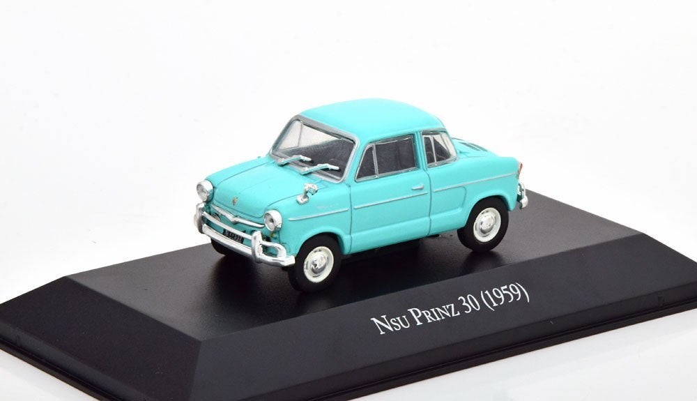 Atlas 1:43 NSU Prinz 30 1959 Turquoise in blisterverpakking, Hobby en Vrije tijd, Modelauto's | 1:43, Nieuw, Auto, Overige merken