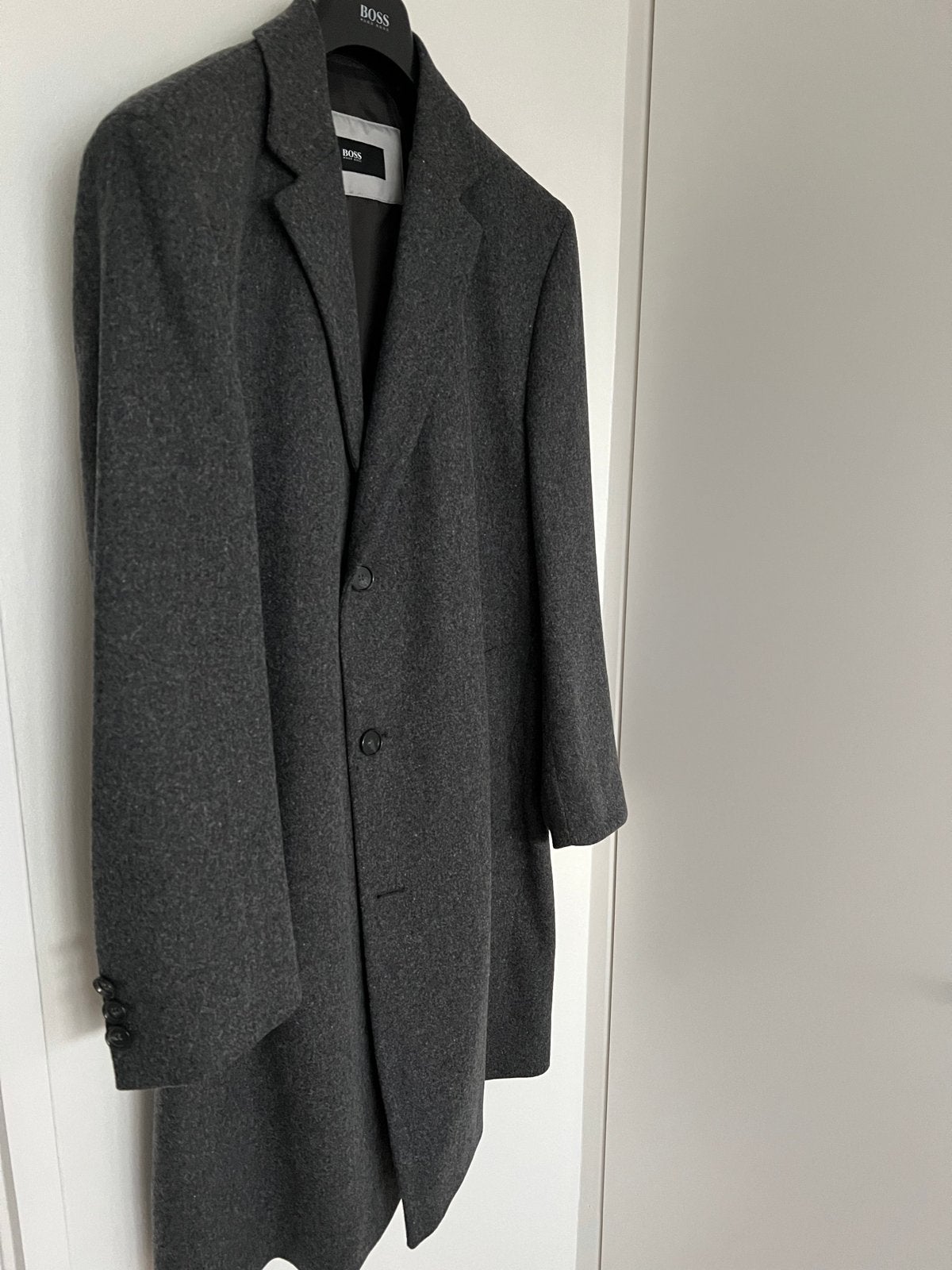 Hugo Boss Wollen Jas - Grijs, Maat 52, Ophalen of Verzenden, Zo goed als nieuw, Maat 52/54 (L), Grijs