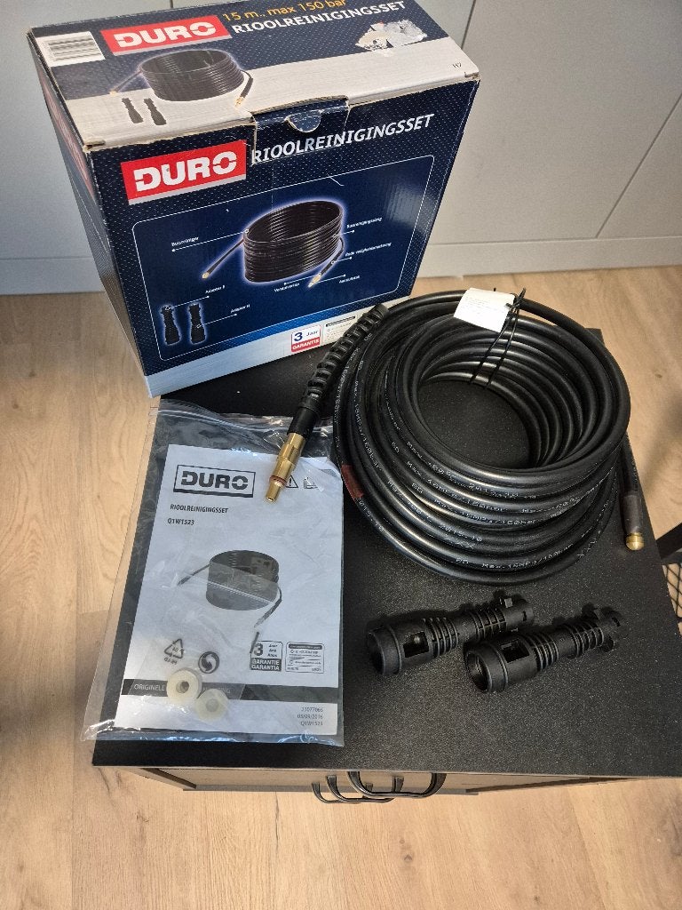 Duro rioolreinigingsset voor hogedrukspuit met lengte 15m., Ophalen of Verzenden, Nieuw, Elektrisch, Duro