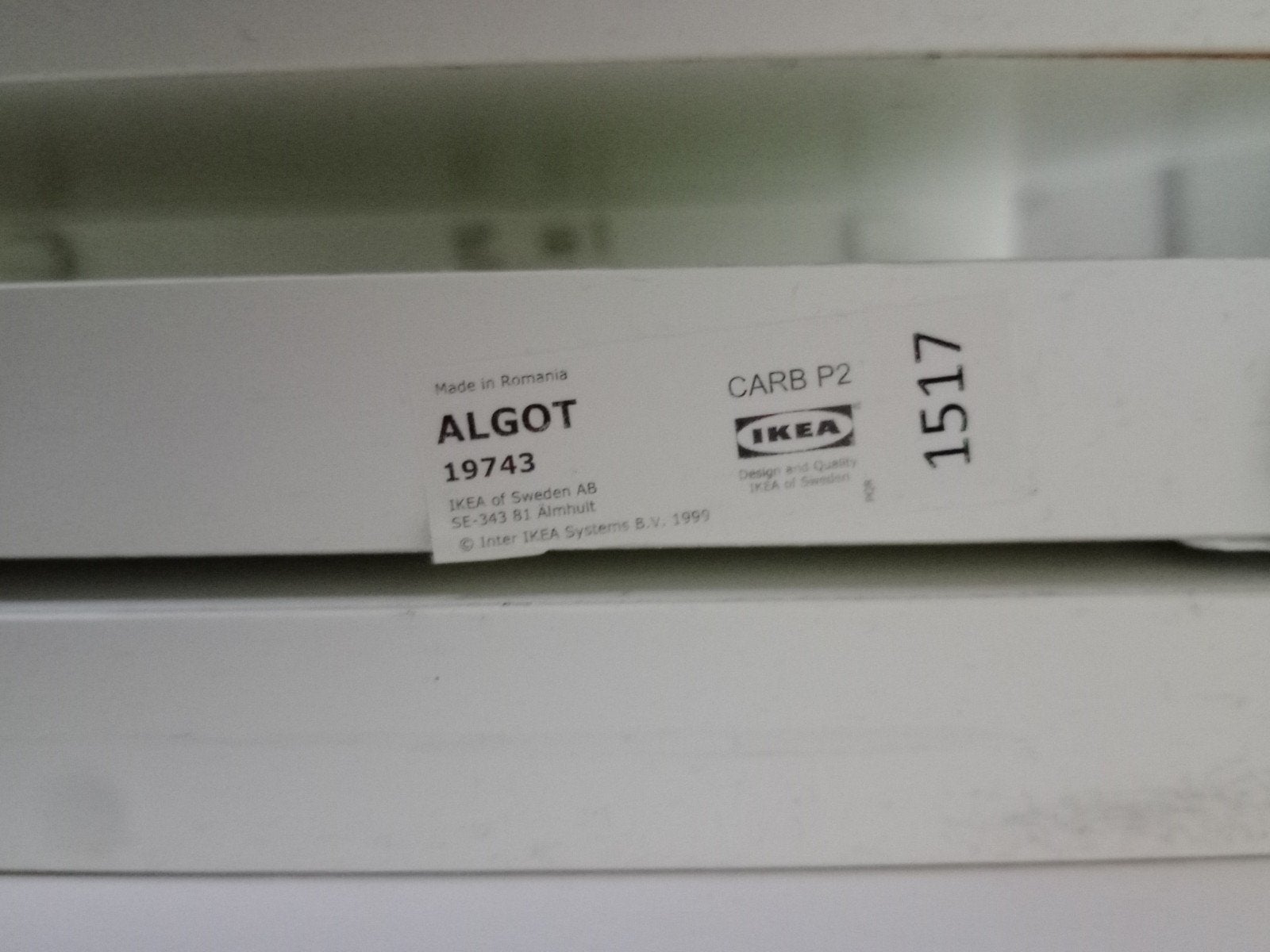 ikea Algot wandrek wit, Ophalen, Gebruikt