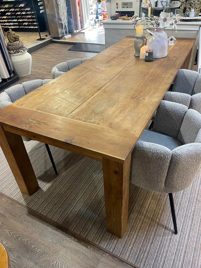 Grote teak eettafel Robuust & geschikt voor binnen en buiten, Ophalen, Gebruikt, 100 tot 150 cm, Teakhout