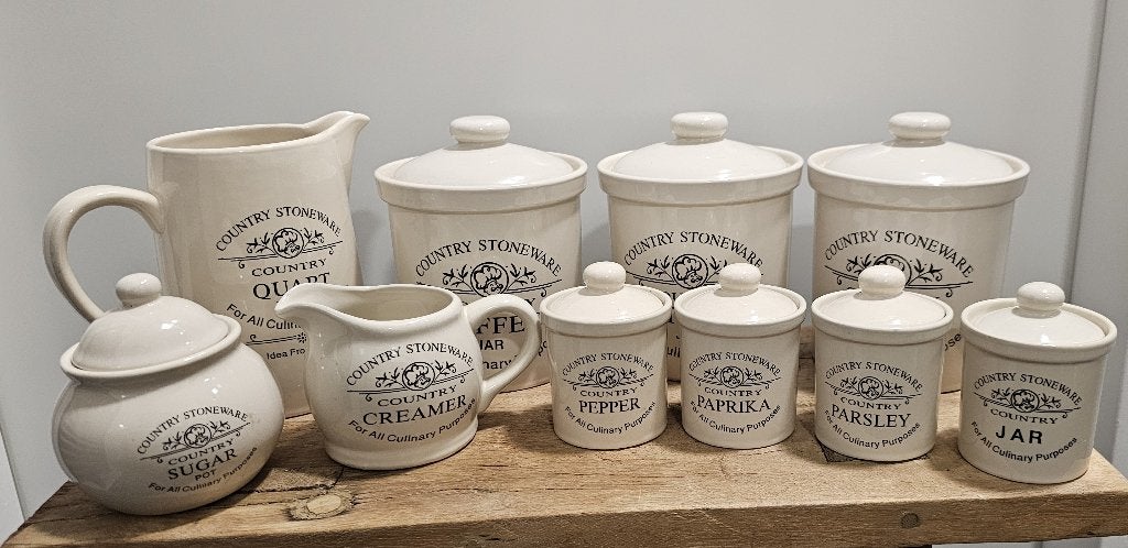 "COUNTRY STONEWARE" VOORRAADPOTTEN, Beige, Gebruikt, Ophalen of Verzenden, Voorraadpot