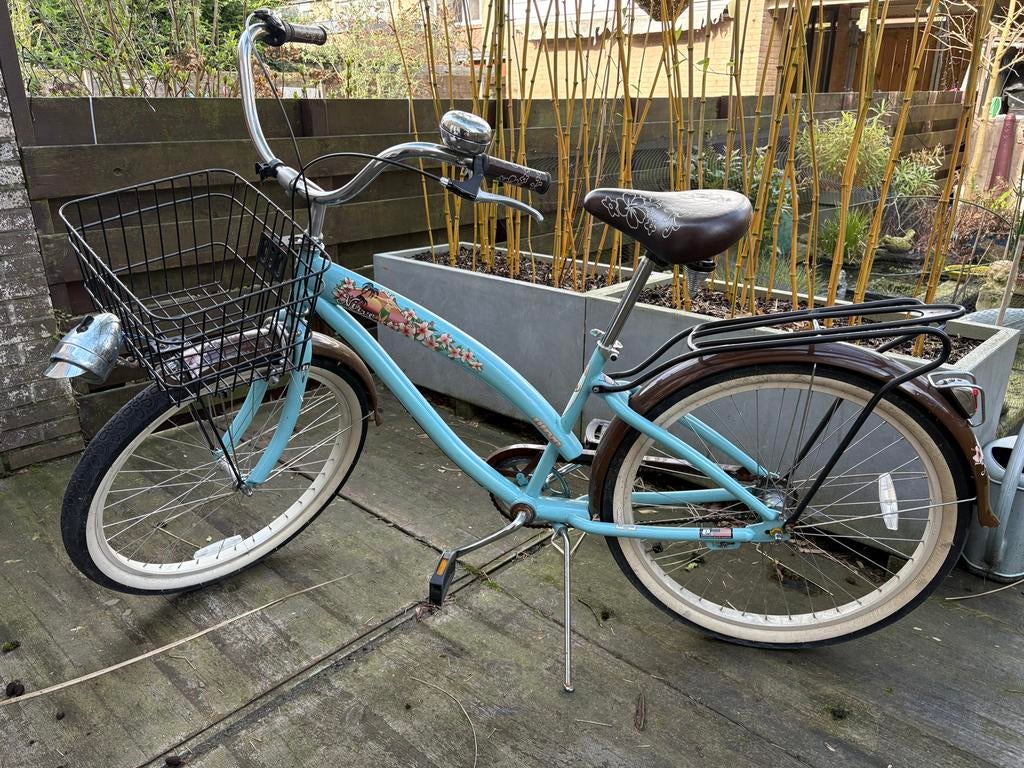 Nirve Beach Cruiser Fiets - Lichtblauw met Mandje, Ophalen, Zo goed als nieuw, Staal, Cruiser