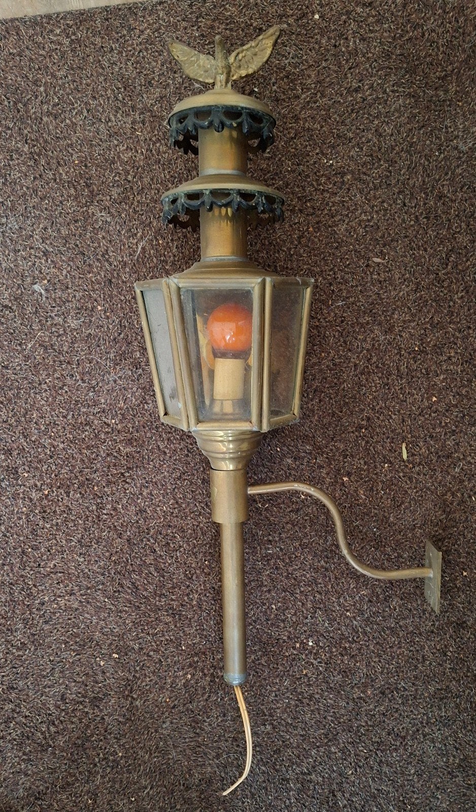 Antieke koperen koetslamp , twee., Ophalen of Verzenden