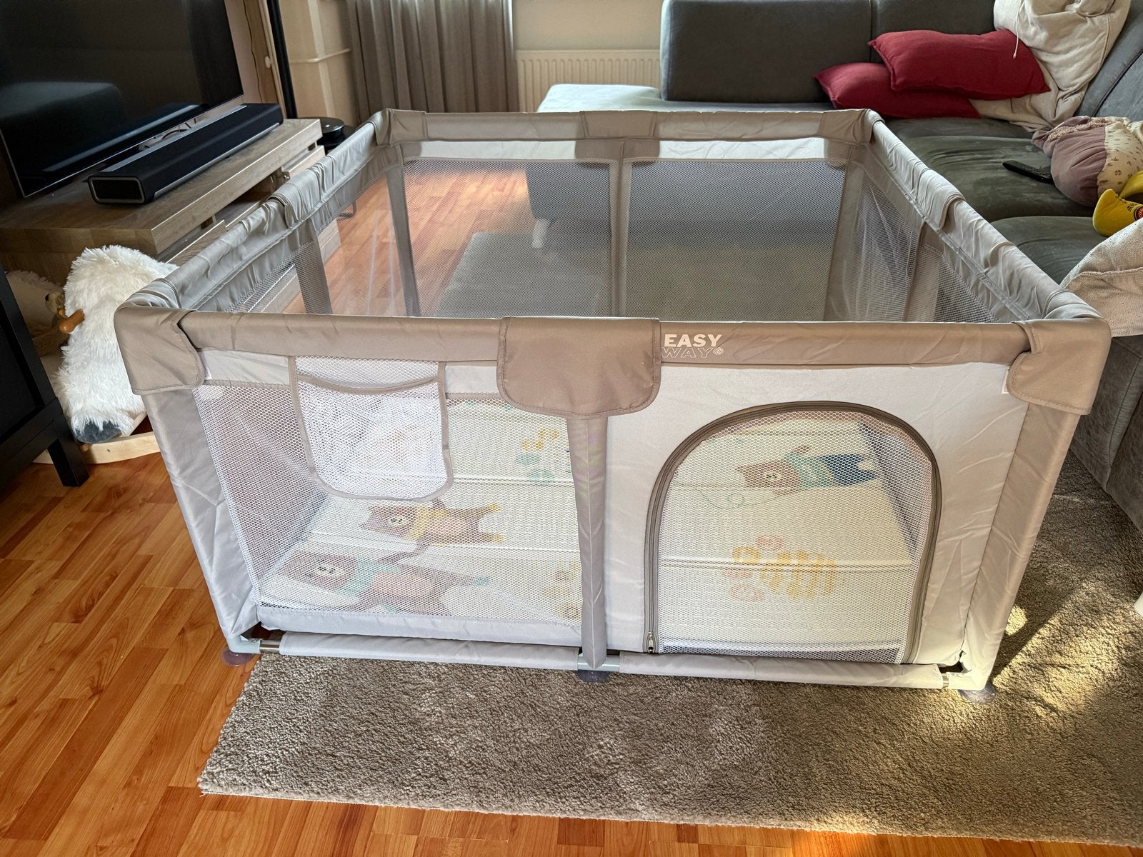 Grondbox voor baby's en peuters, Ophalen, Zo goed als nieuw, Rechthoekig, Boxkleed