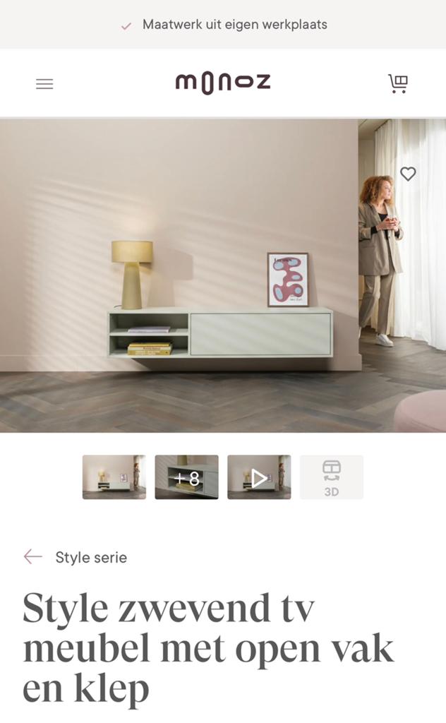 Monoz zwevend tv meubel, Ophalen, Gebruikt, 100 tot 150 cm, Minder dan 100 cm