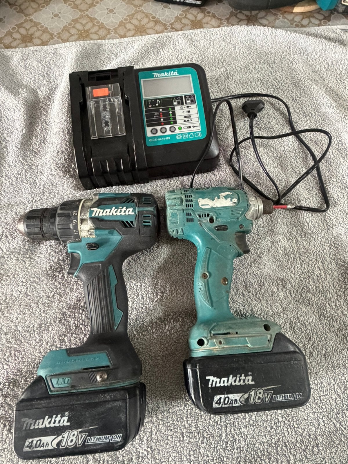 Setje gebruikte makita accu slagschroefsleutel/schoefsleutel, Ophalen of Verzenden, Gebruikt, Boor- en Schroefmachine
