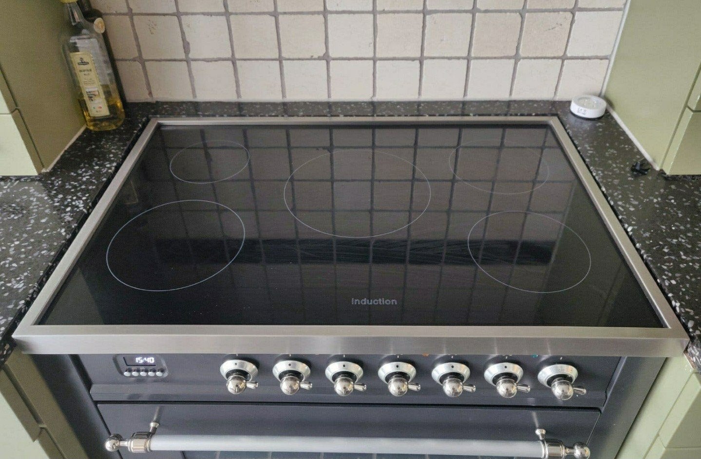 Boretti inductiefornuis 90cm breed antraciet, Ophalen, 60 cm of meer, Zo goed als nieuw, Inductie