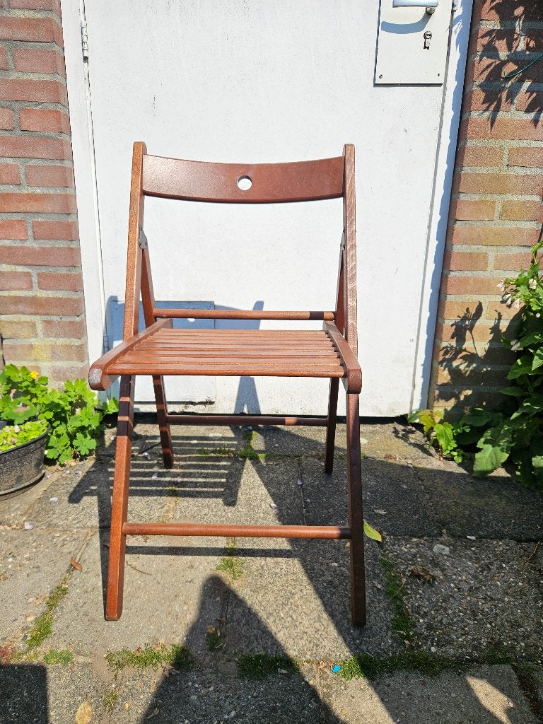 stevige houten klapstoel, Ophalen of Verzenden, Bruin, Eén