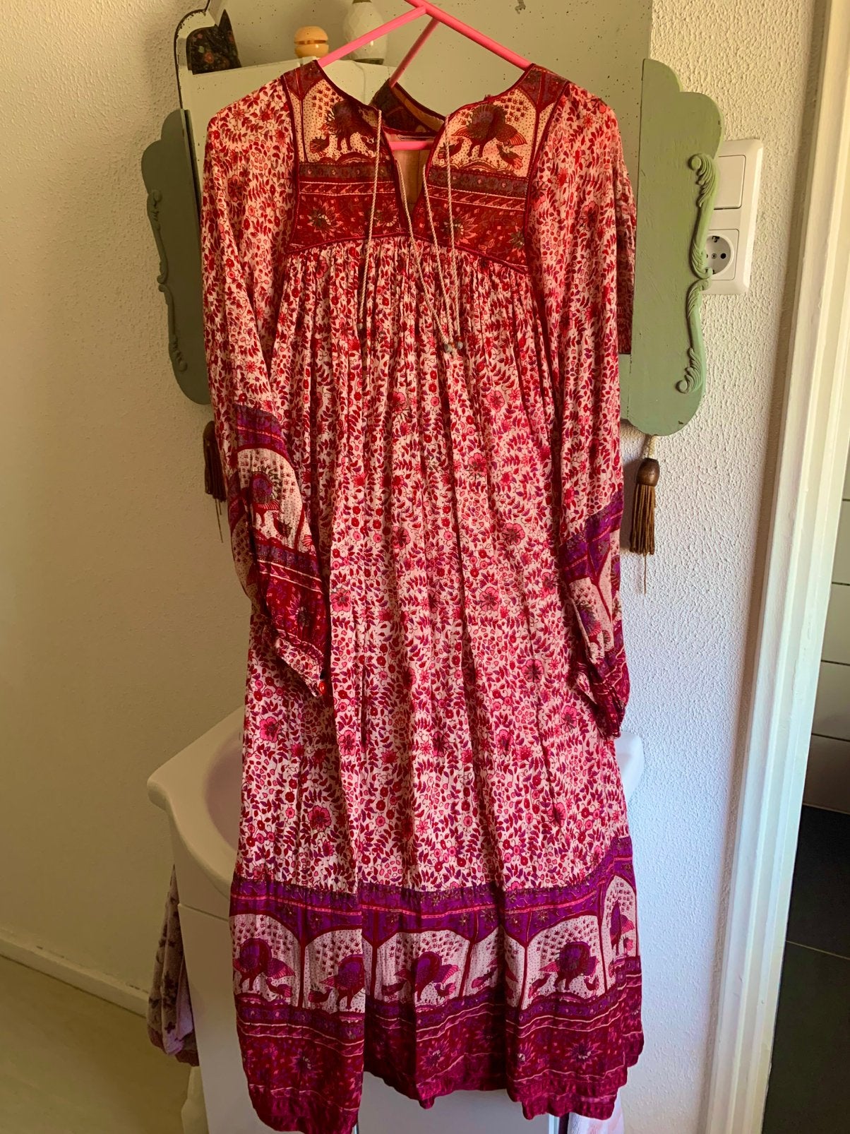 Origineel Vintage india jurk, Kleding | Dames, Jurken, Maat 38/40 (M), Zo goed als nieuw, Onder de knie, Meerkleurig