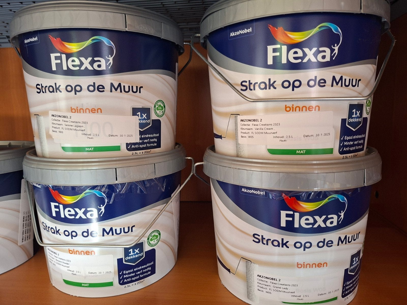 5x Flexa Strak op de Muur Verf 2.5L - Nieuw en Ongebruikt, Ophalen, Overige kleuren, Nieuw, Verf
