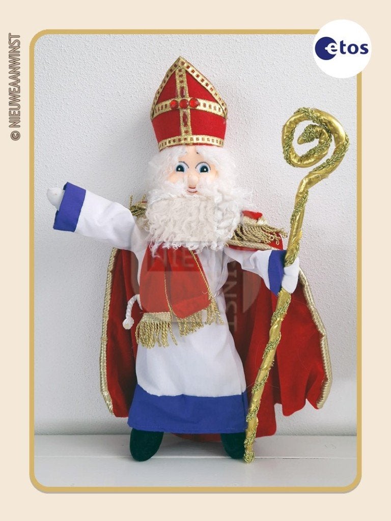 Nostalgische Etos etalage Sinterklaas pop - rood/goud - 50cm, Verzenden, Nieuw