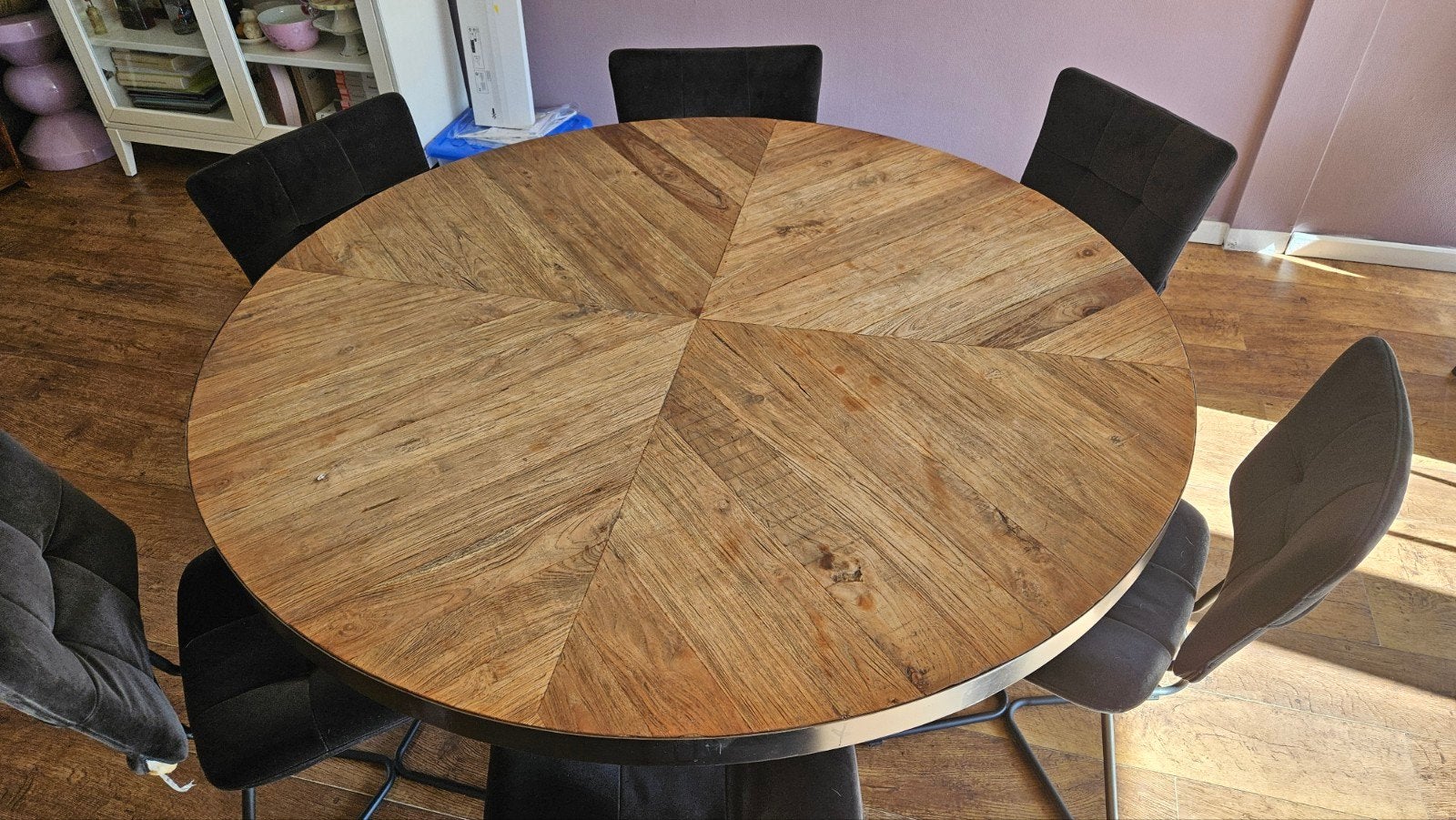 ronde eettafel mangohout, Rond, Zo goed als nieuw, Vijf personen of meer, Ophalen