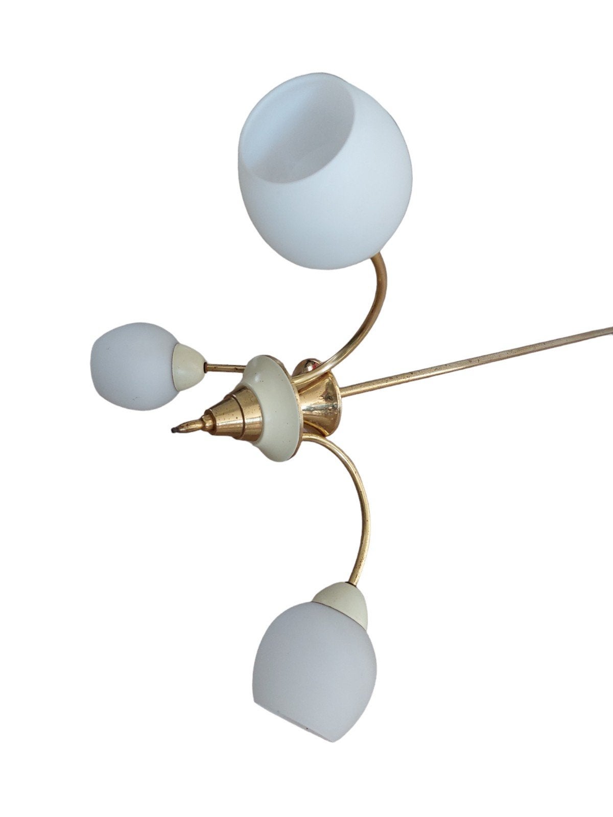 Vintage hanglamp, 3 glazen kelken, Ophalen, Overige materialen, Gebruikt, 50 tot 75 cm