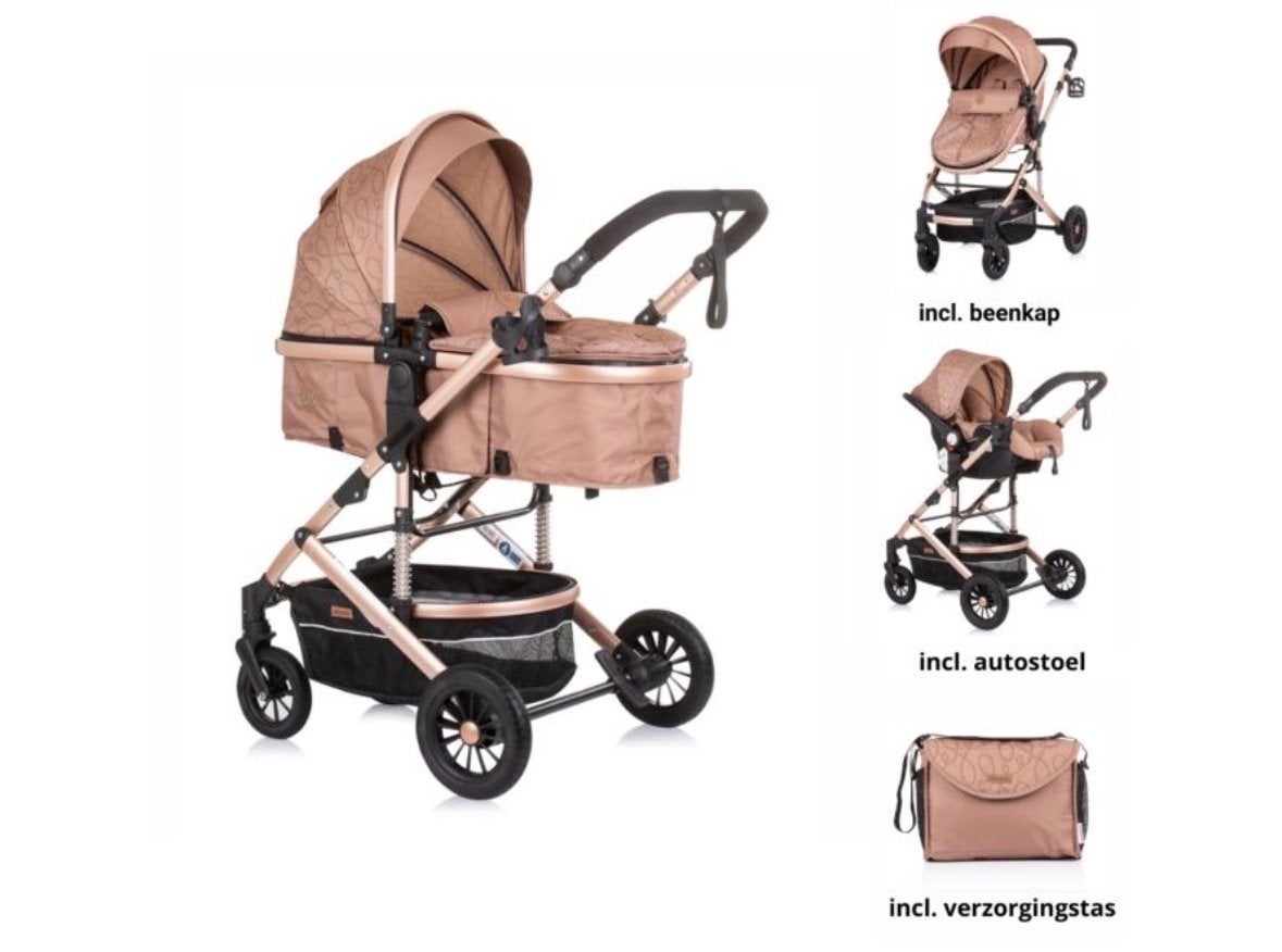 Chipolino Estelle Sand 3-in-1 Combiwagen + Autostoel, Zo goed als nieuw, Combiwagen, Met autostoeltje, Ophalen
