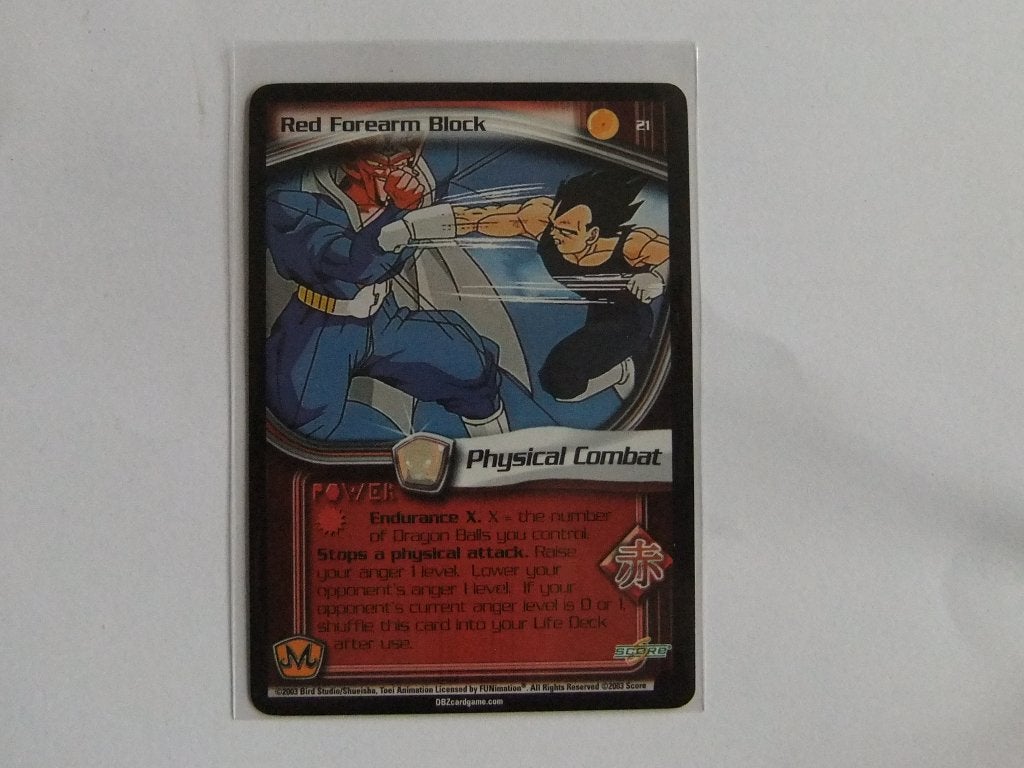 Dragon Ball Z TCG Red Forearm Block Kaart, Verzenden, Zo goed als nieuw, Losse kaart