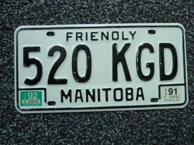 Kentekenplaat licenseplate Manitoba 1991 1992 Canada, Verzenden, Gebruikt, Auto's