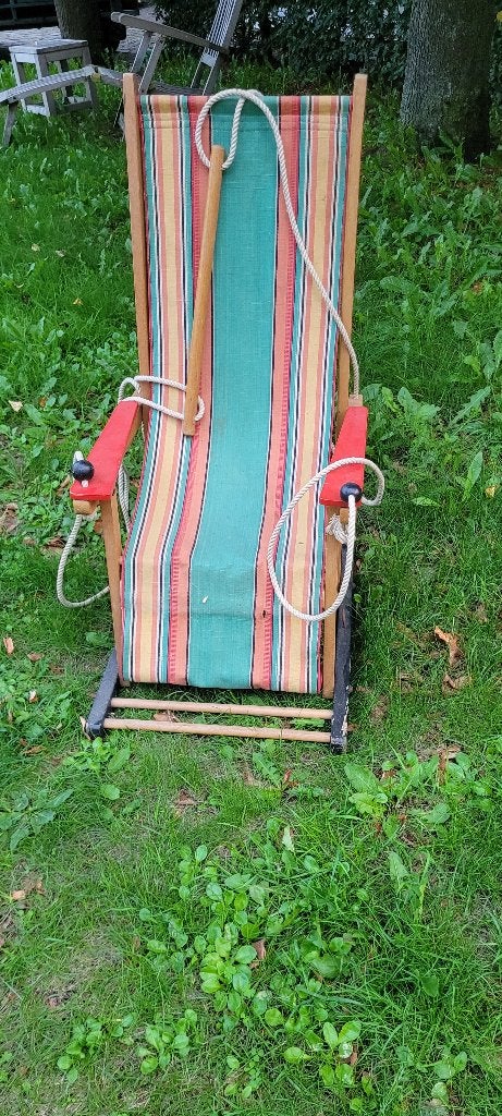 Vintage hangstoel kinderen hout met katoen, Ophalen, Gebruikt, Hout