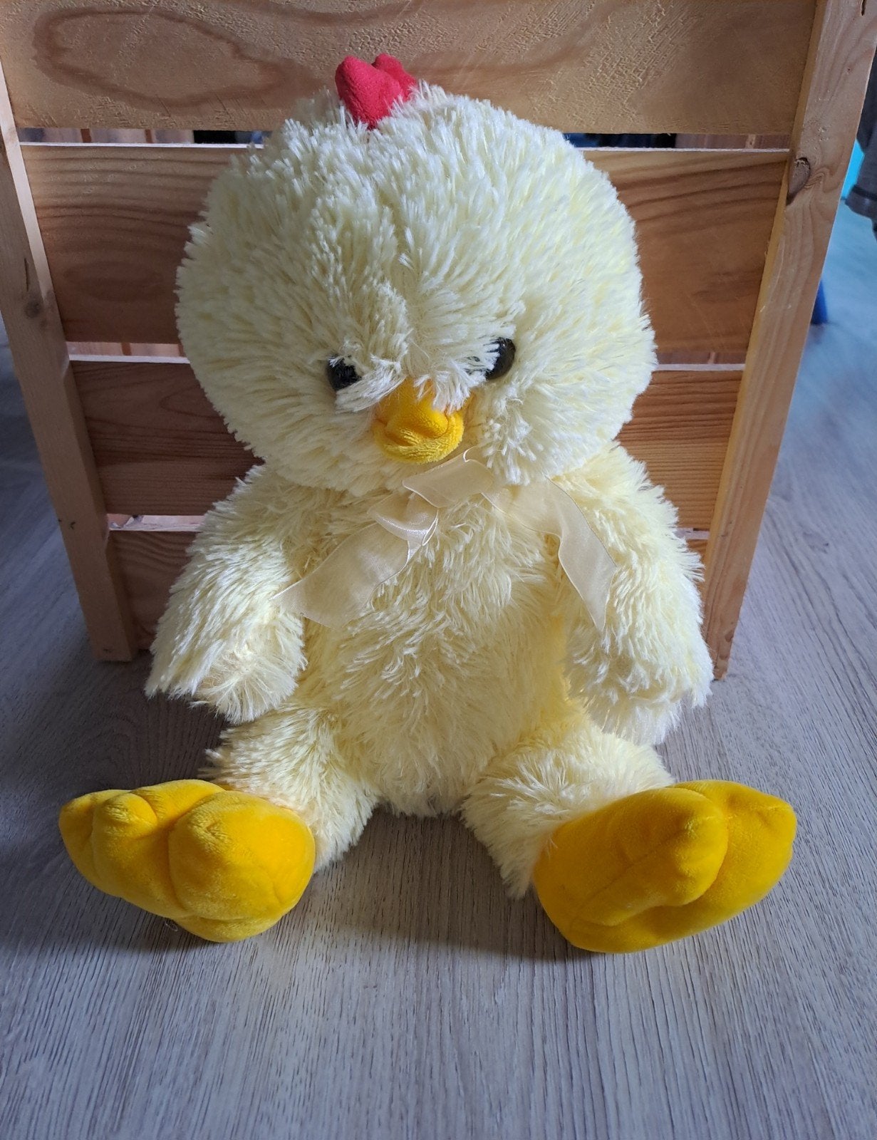 Schattig geel knuffel kuiken zittend 30cm groot, Overige merken, Overige typen, Ophalen of Verzenden, Zo goed als nieuw