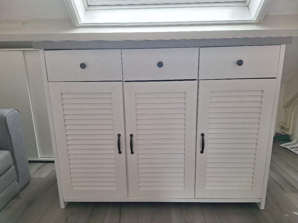 Dressoir 3 louvredeurtjes, Huis en Inrichting, Kasten | Dressoirs, Ophalen, Gebruikt, 100 tot 150 cm, 75 cm of meer