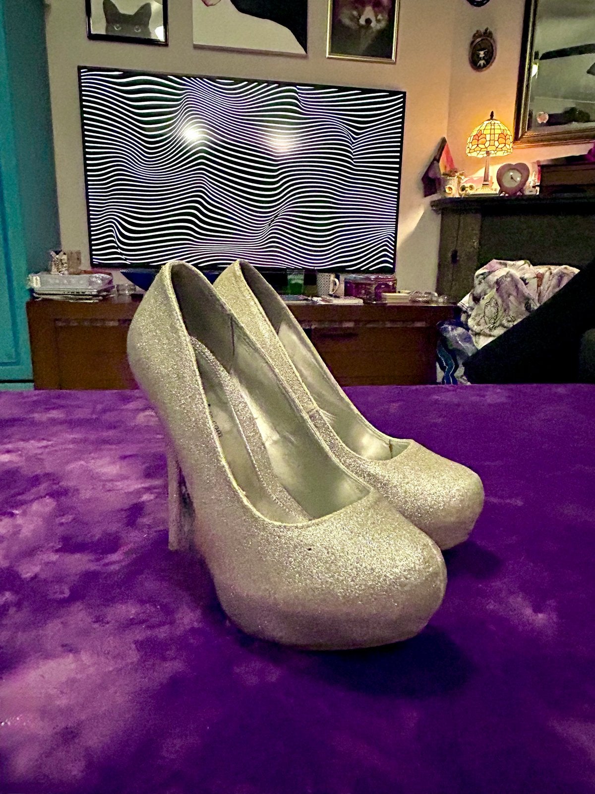 Glitter Bling Pumps Zilver/Goud Maat 39 ShoeFashionista, Pumps, Overige kleuren, Ophalen of Verzenden, Zo goed als nieuw