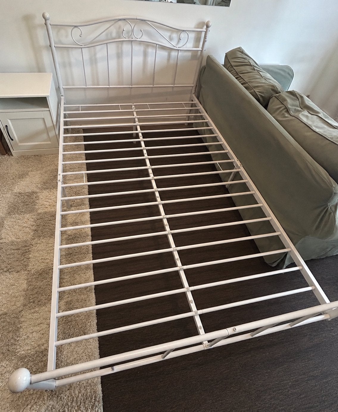 VidaXL bedframe twijfelaar metaal wit, 120x200cm, Ophalen, Gebruikt, Wit, Twijfelaar