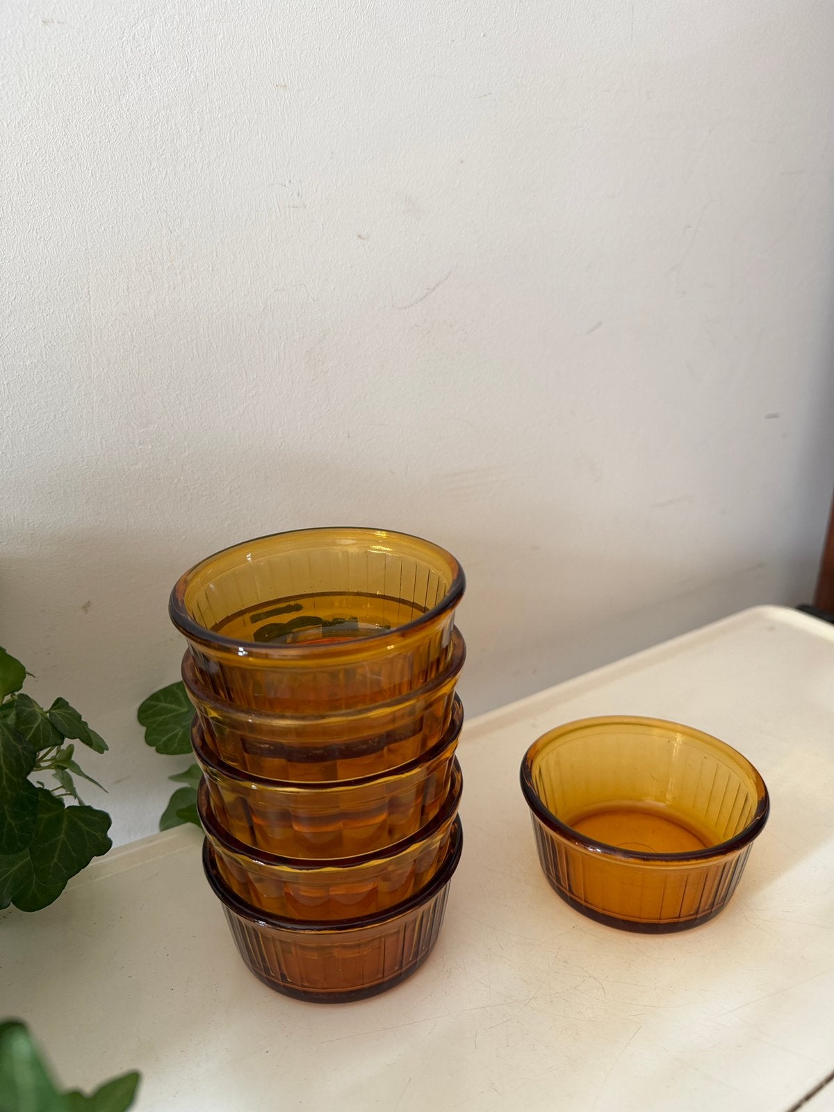 Set van 6 amberkleurige schaaltjes duralex, Ophalen of Verzenden