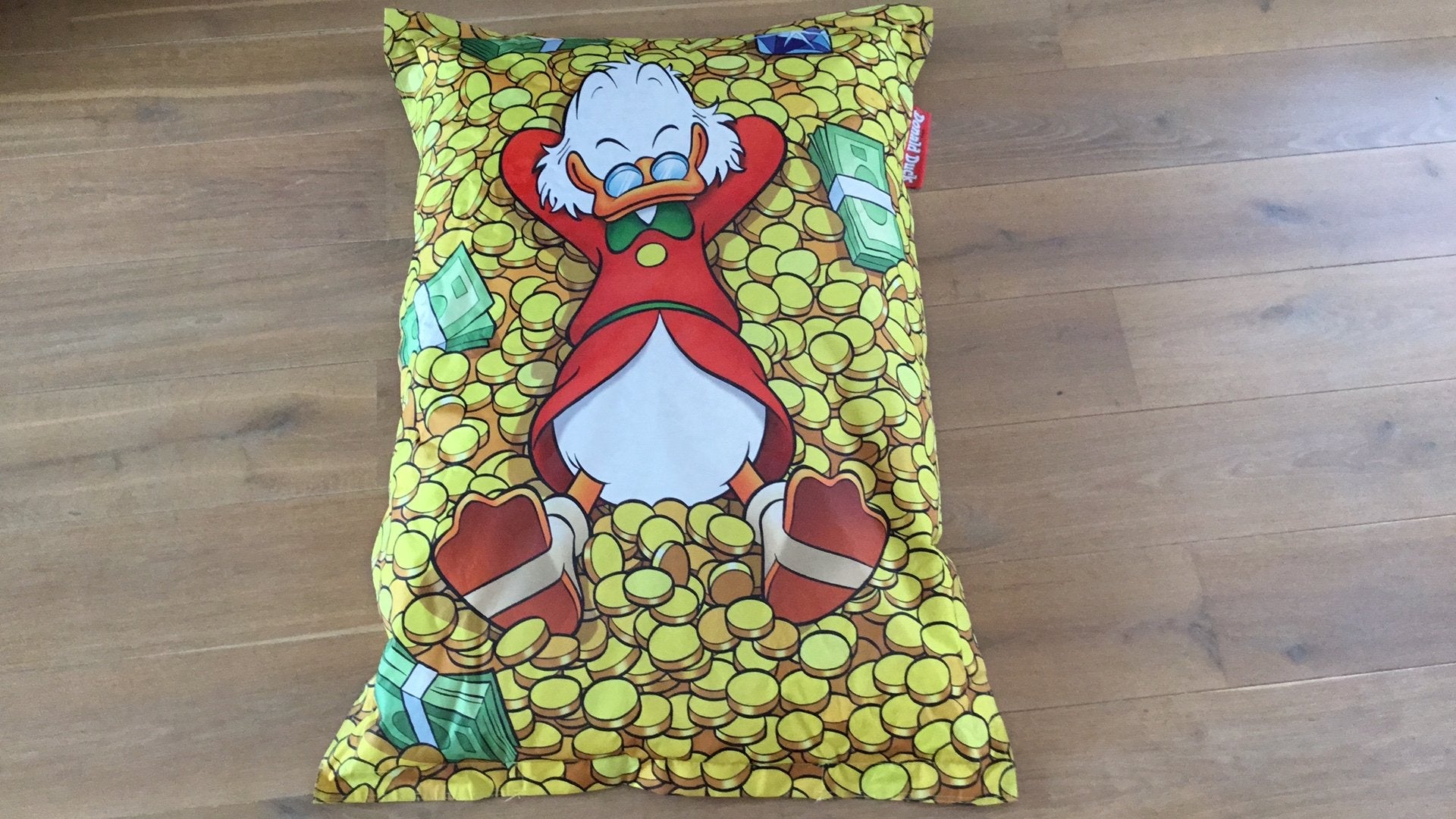 Zitzak - dagobert duck print  (1,35 lang en 1,10 breed), Ophalen, Zo goed als nieuw, Meerkleurig, Zitzak