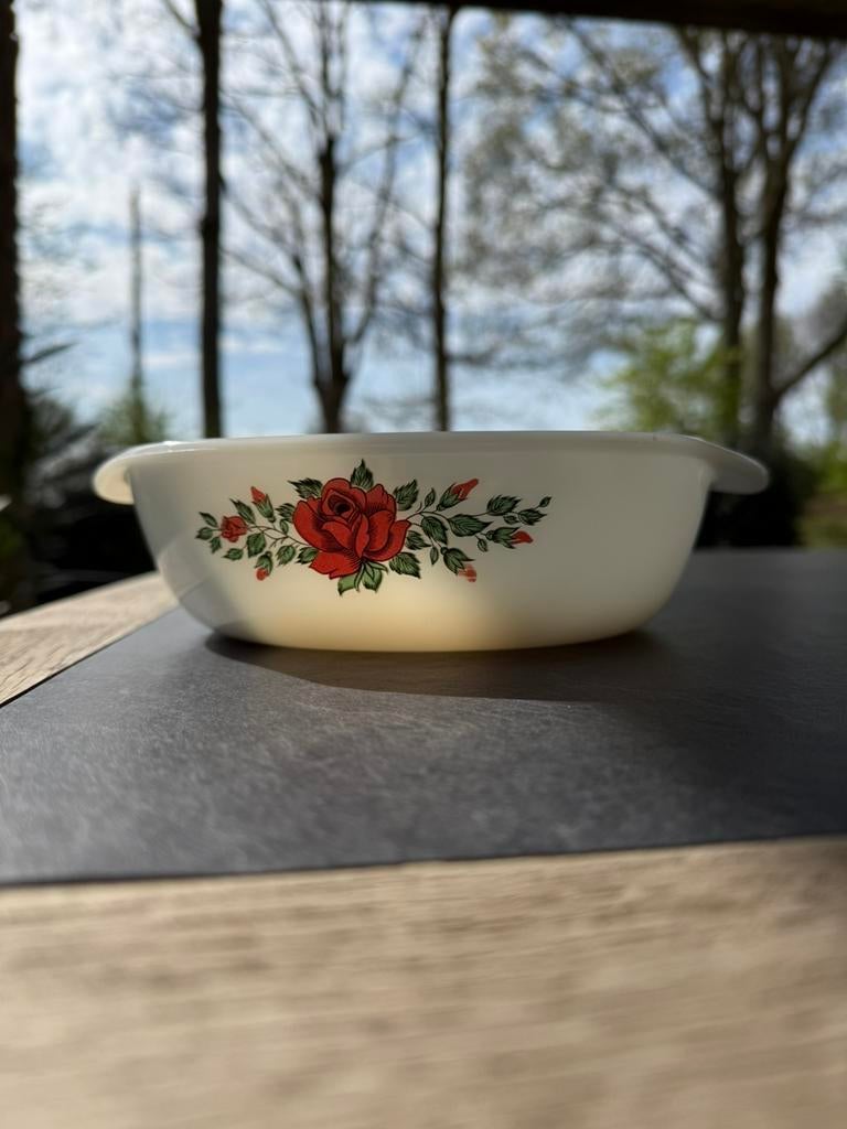 Vintage Schott Mainz Jenaer Glas schaal, melkglas,  ‘60/70, Antiek en Kunst, Ophalen