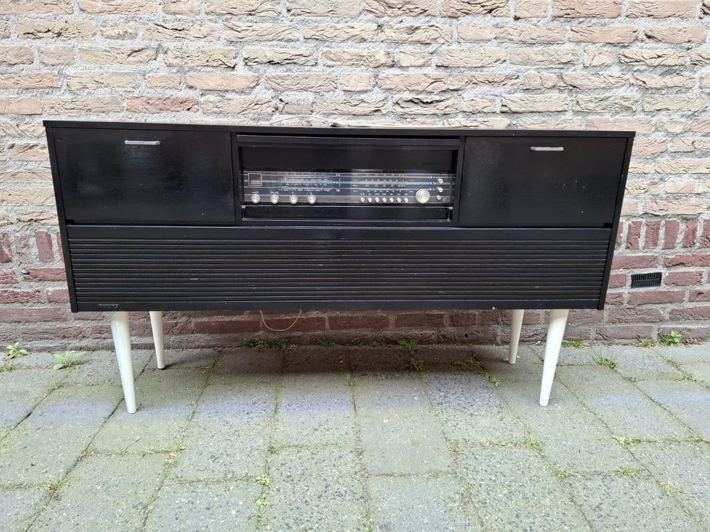 Prachtig Vintage Philips Radiomeubel Jaren '60/'70 Zwart, Ophalen