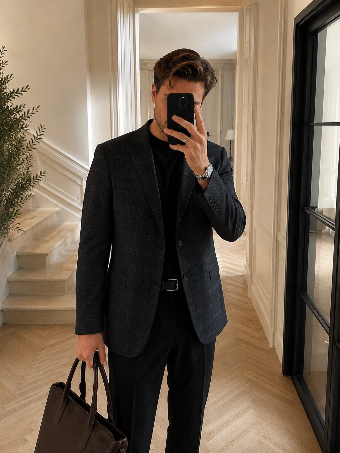 Tailor & Son 100% Virgin Wool Men’s Check Blazer Size 54 (L), Ophalen of Verzenden, Zo goed als nieuw, Maat 52/54 (L), Zwart