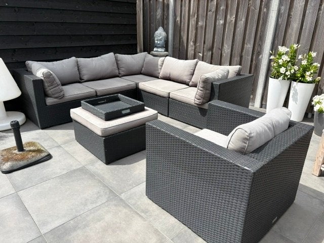 SUPER LOUNGESET, INCL. STOEL EN HOCKER NU MAAR 350,00, Ophalen, 6 zitplaatsen, Loungeset, Wicker