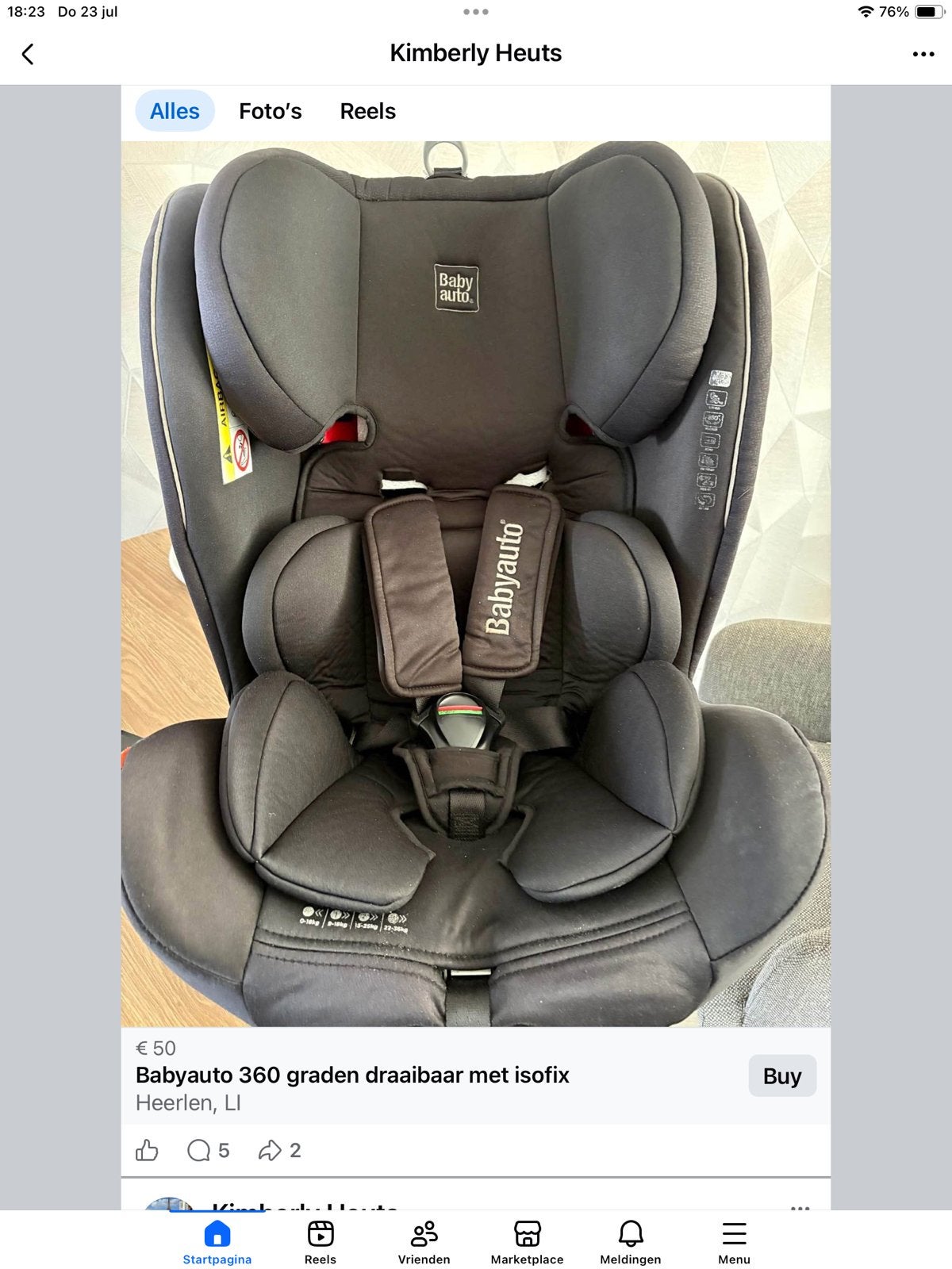 Babyauto 360 graden draaibaar autostoel met Isofix, Kinderen en Baby's, Autostoeltjes, Overige merken, 0 t/m 18 kg, Verstelbare rugleuning
