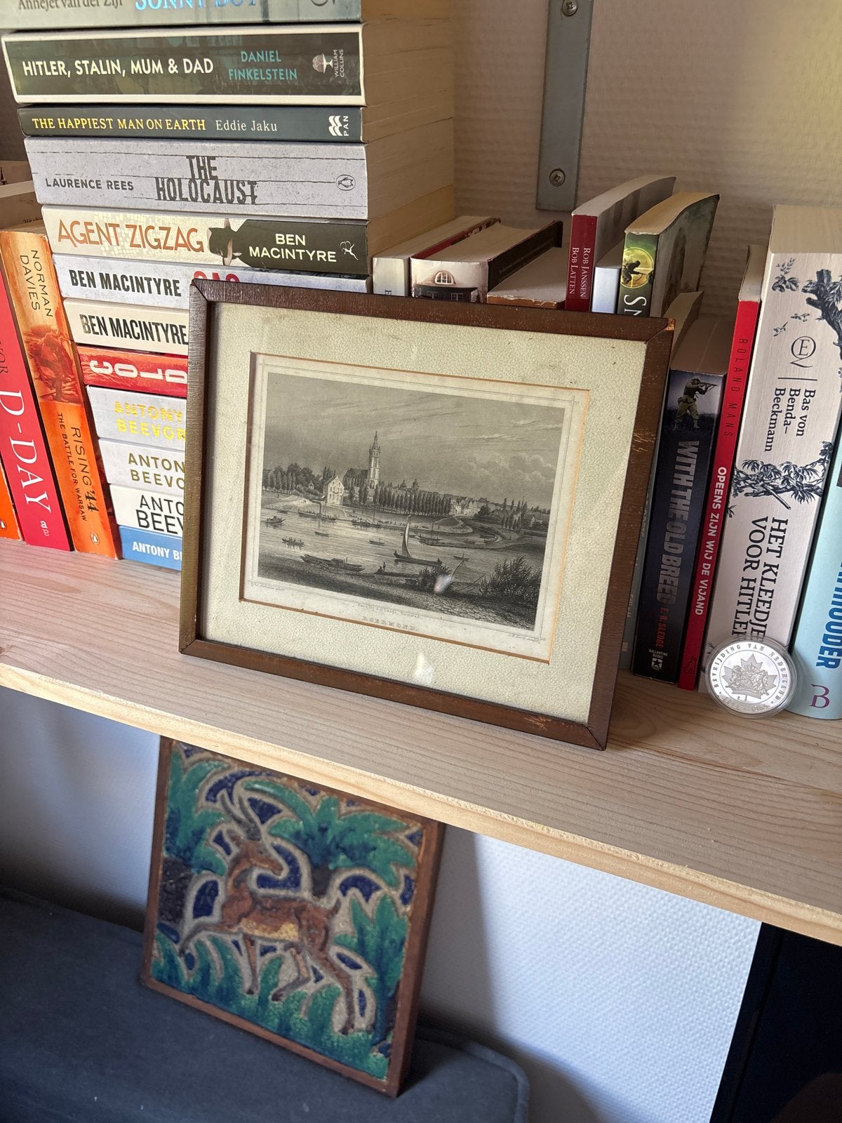 Antieke  staalgravure Roermond uit 1858 door G.M. Kurz, Ingelijst, 1800 - 1899, Stadsgezicht, Ophalen of Verzenden