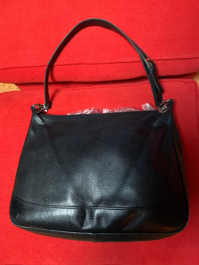 Langchamp leer tas, Ophalen of Verzenden, Zo goed als nieuw, Zwart, Handtas