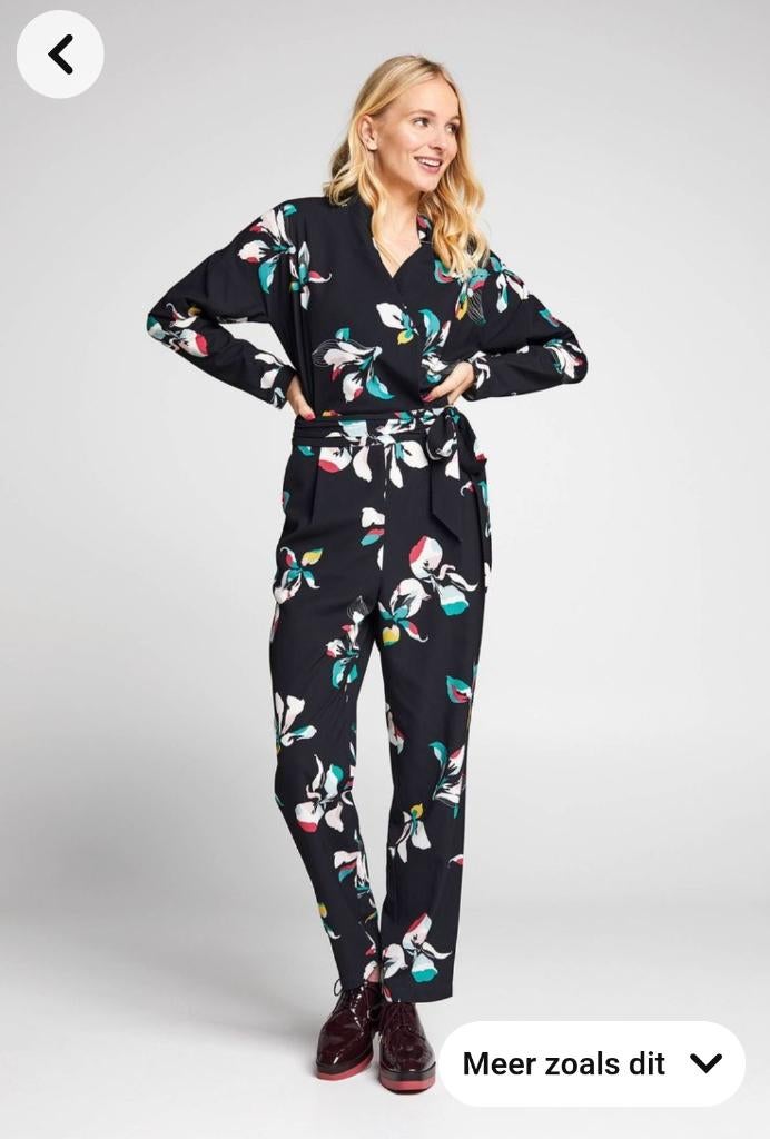 Steps jumpsuit, zwart met bloemen, maat 40, zgan, Maat 38/40 (M), Zwart, Ophalen of Verzenden, Zo goed als nieuw