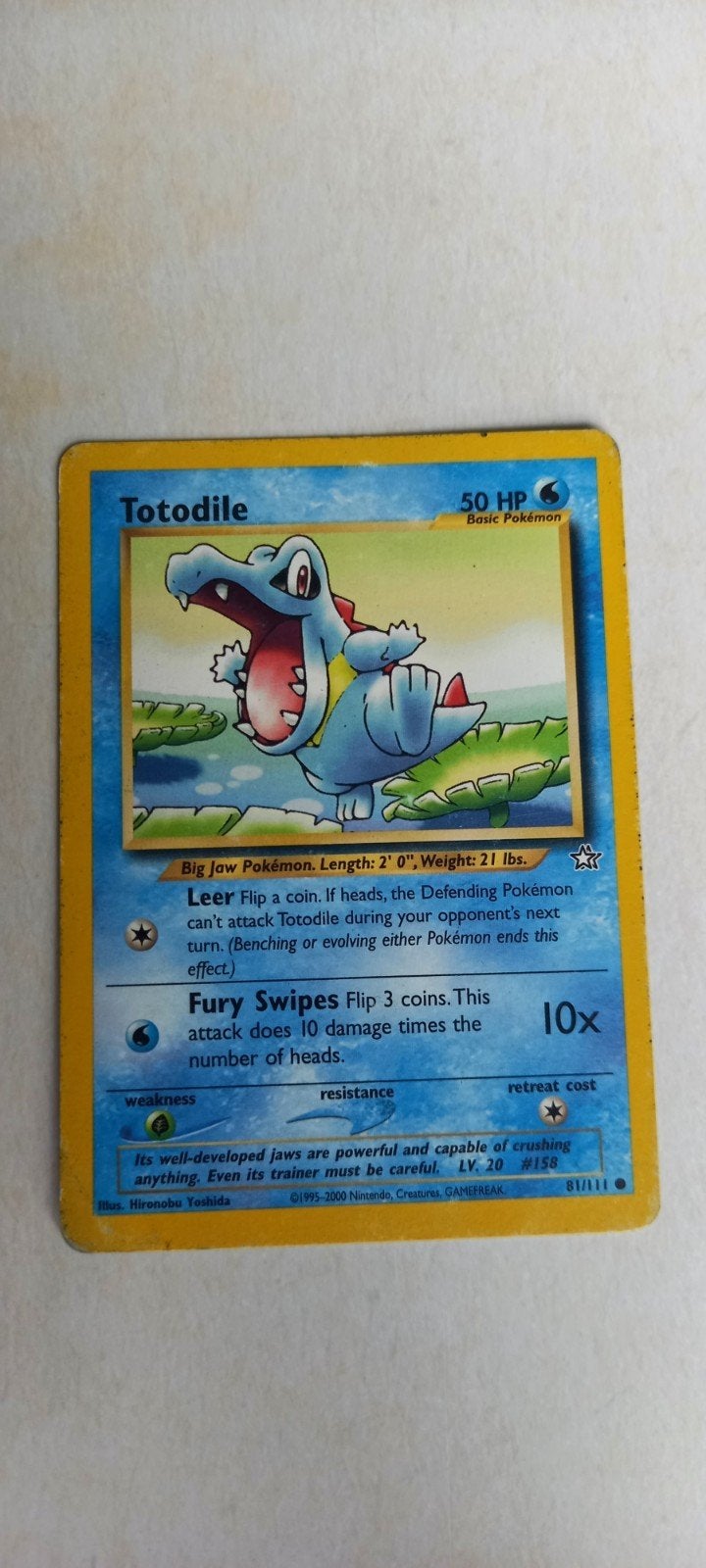 Pokémon Kaart: Totodile 81/111 (Neo Genesis), Ophalen of Verzenden, Gebruikt, Losse kaart