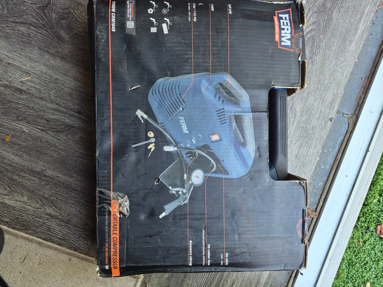 Ferm CRM1049 Draagbare Compressor 1100W, Doe-het-zelf en Verbouw, Ophalen of Verzenden, Zo goed als nieuw