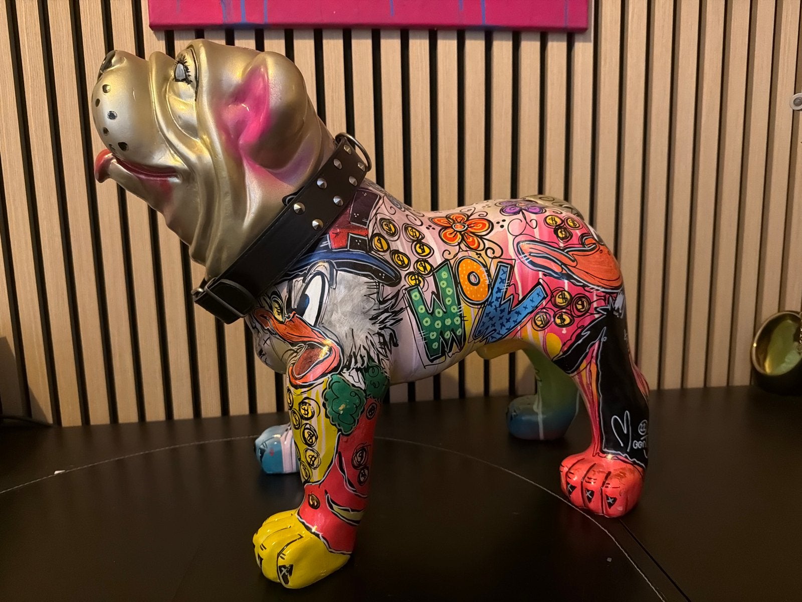 Kleurrijk Pop Art Bulldog Beeld - Uniek Design, Ophalen, Kunststof, Zoogdier, 20 - 50 cm