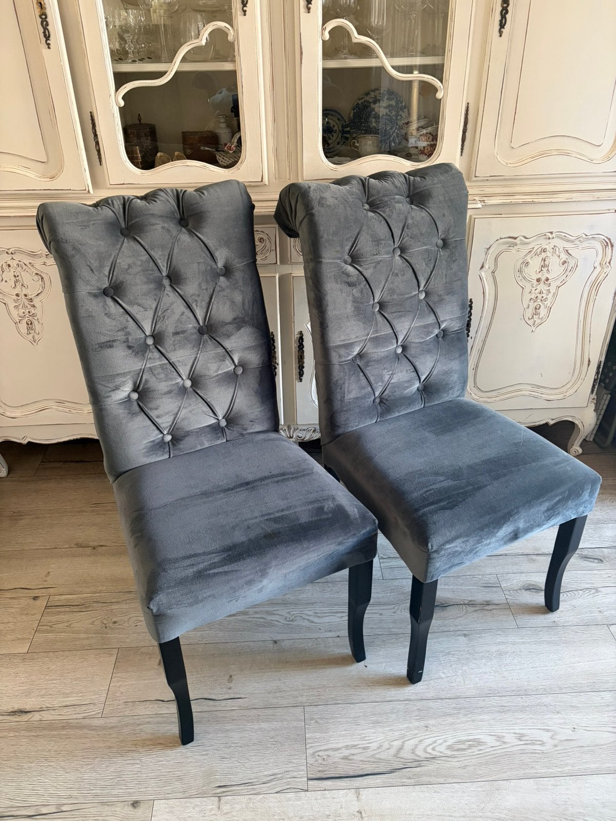 2 grijze Rofra stoelen, Huis en Inrichting, Ophalen, Gebruikt, Twee, Barok